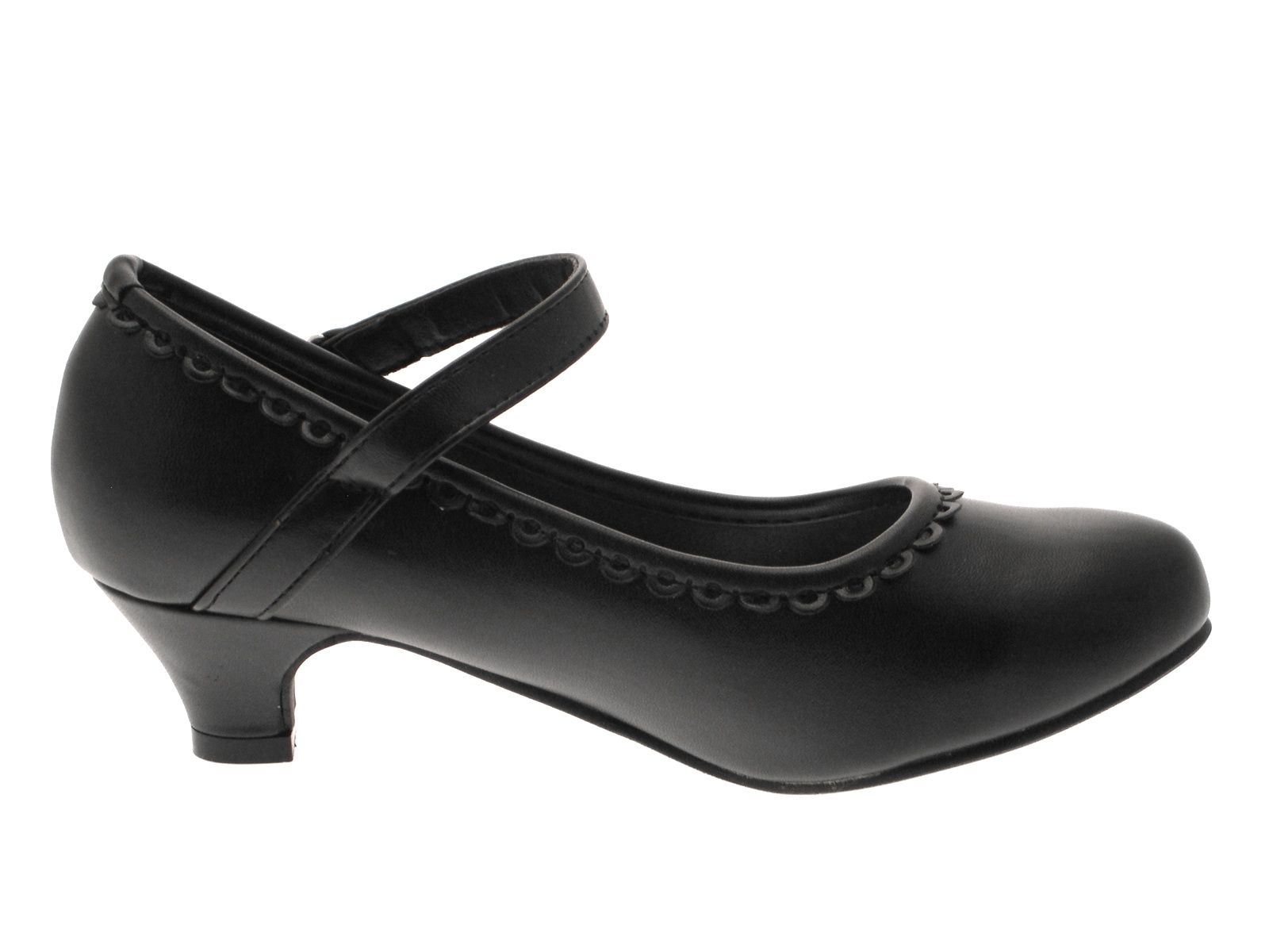 Girls Kids Faux Leather Mary Jane T Bar Party Shoes Low Heels Wedding